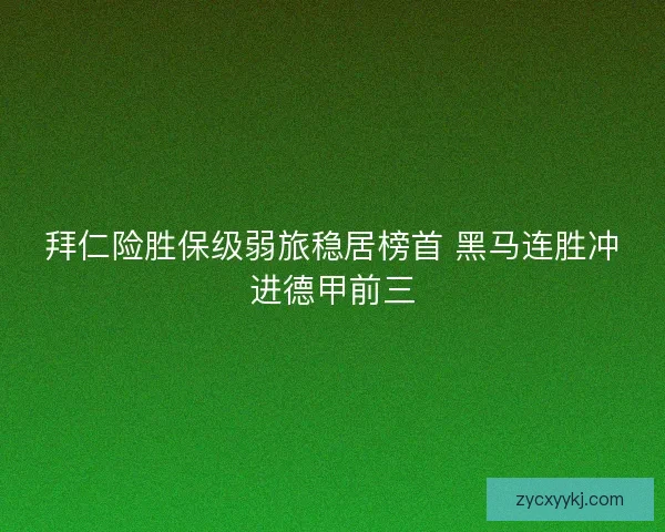 拜仁险胜保级弱旅稳居榜首 黑马连胜冲进德甲前三